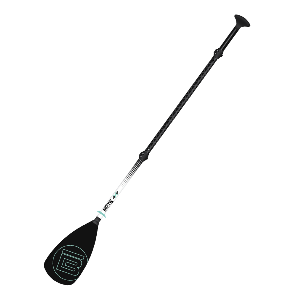 Angled view of the SUP Configuration of the 4-Piece Hybrid Adjustable Aluminum Paddle Black