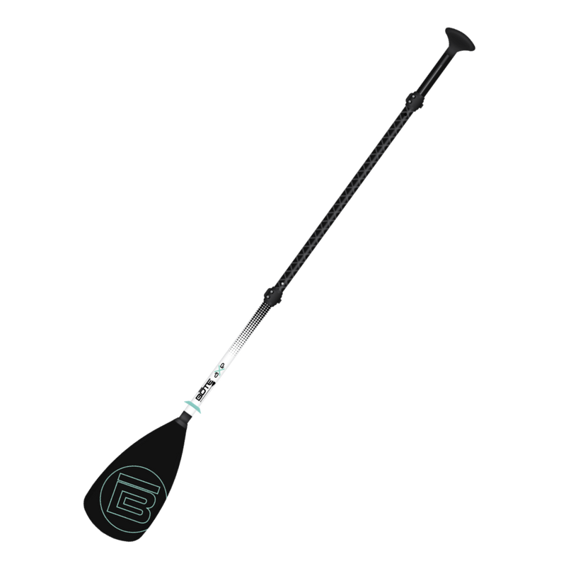 Angled view of the SUP Configuration of the 4-Piece Hybrid Adjustable Aluminum Paddle Black